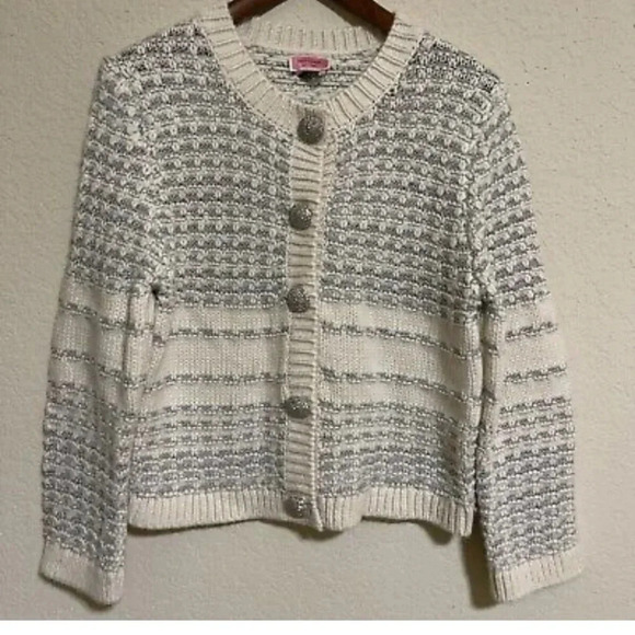 kate spade Sweaters - Kate Spade Jewel Button Texture Cardigan, French Cream - size M